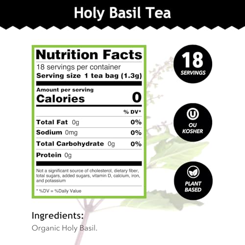 Buddha Teas Organic Holy Basil Herbal Tea - Caffeine Free, 18 Tea Bags