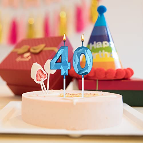 Blue 3D Number Birthday Candles - 16 & 61 Shaped Decoration