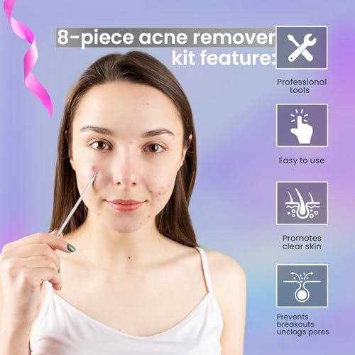 8-Piece Blackhead Remover & Acne Extractor Tool Kit in Stainless Steel