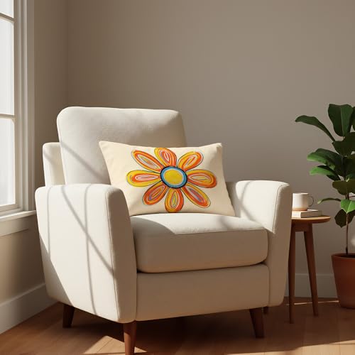 GSRONY Floral Watercolor Throw Pillow Cover 12x20 Inch Lumbar Cushion Case