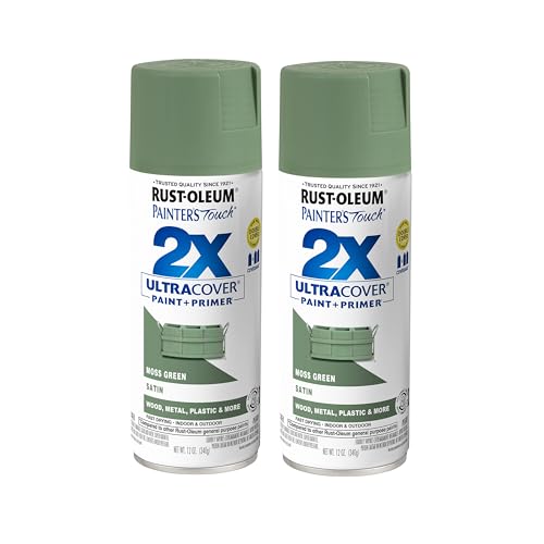Rust-Oleum Painter's Touch 2X Satin Spray Paint, Moss Green (12 oz, Pack of 2)