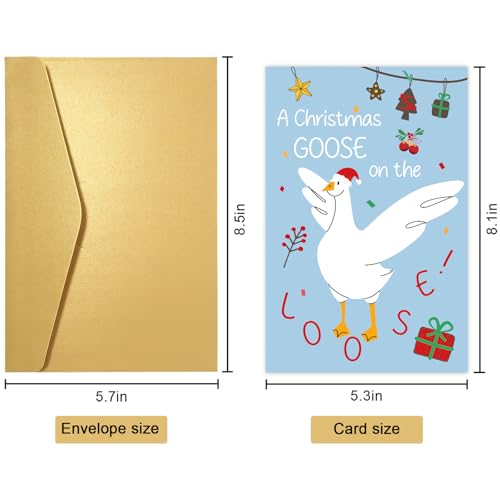 Obbyidk Cute Silly Goose Christmas Card, Funny Xmas Card with Envelope