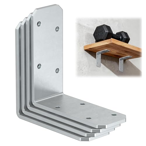 YogePote 3"x3"x1.2" L Brackets for Wood, Galvanized Steel Angle Brace (4PCS)