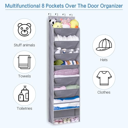 Grey Over the Door Shoe Organizer for 20 Pairs - 64" Large Hanging Shoe Rack