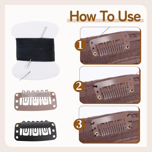 30 Pcs U-Shape Wig Clips with Needle and Thread for Hair Extensions