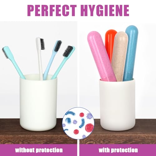 Eaezerav 6-Pack Wheat Straw Toothbrush Travel Case & Holder