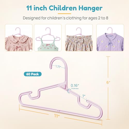 Vtopmart 60 Pack 11-Inch Kids Clothes Hangers, Space-Saving Interlocking Baby Hangers