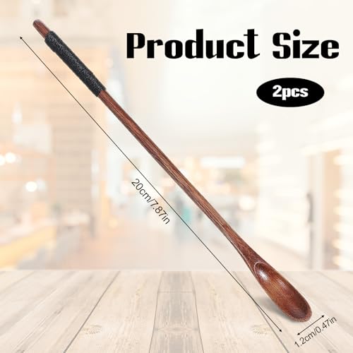2-Pack Wooden Coffee Spoons - 7.7-Inch Long Handle for Stirring