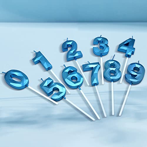Artensueno 70th Birthday Blue Number 70 3D Diamond Shaped Candles, 2 Pack