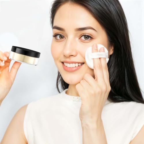 4 Pcs Refillable Loose Powder Containers, Plastic Travel Powder Compact with Rotatable Sifter