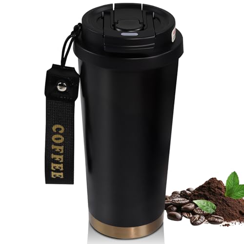 DITOSH 17.9oz Insulated Travel Coffee Mug, 316 Stainless Steel, Black