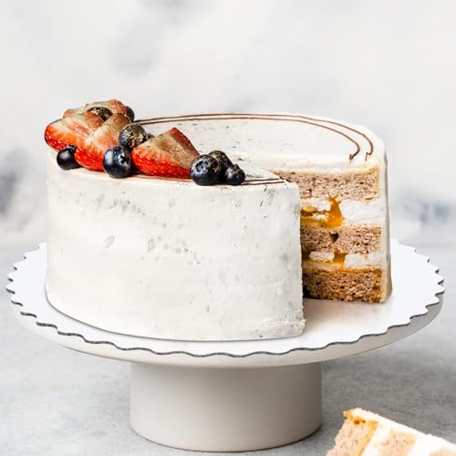 10-Inch White Cake Boards with Scalloped Edges - 10-Pack