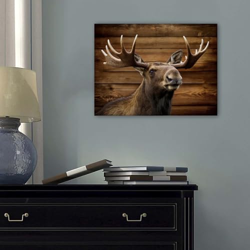 Moose Deer Wall Art Rustic Wildlife Animal Canvas Poster 12x16 Inch