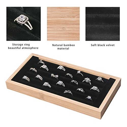 Bamboo Ring Holder and Jewelry Organizer Stand - Black