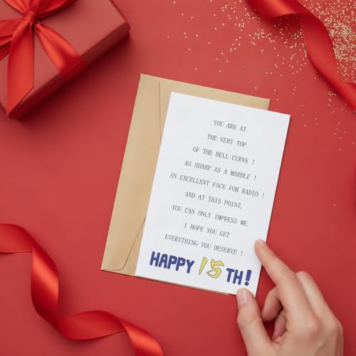 Funny 15th Birthday Card for Boys & Girls - Witty Humor & Keepsake