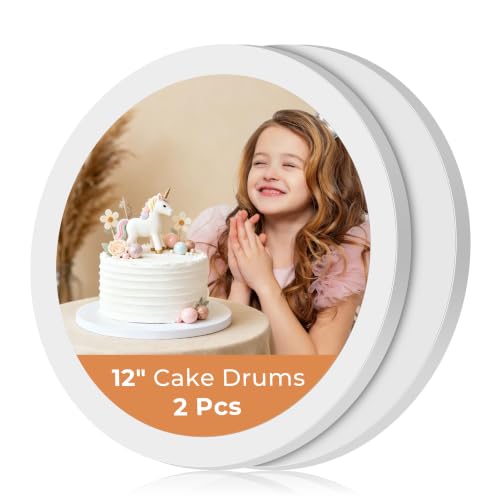 Kootek 12 Inch Cake Boards - 2 Pack Grease-Resistant Round Cake Drums