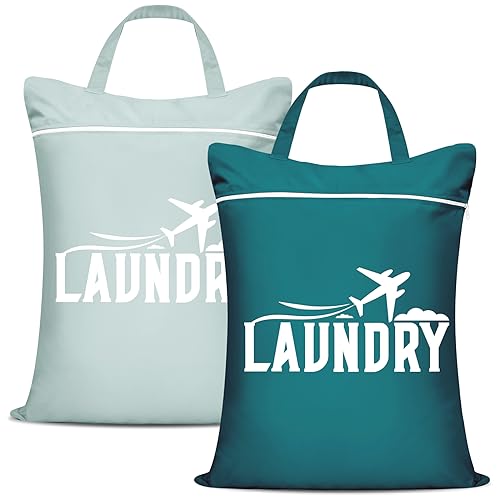 2 Pack Waterproof Travel Laundry Bag - Large Dirty Clothes Wet Bag