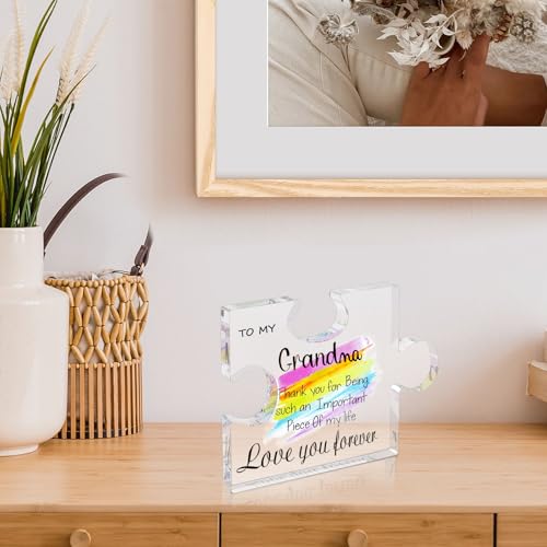 Personalized Engraved Acrylic Photo Puzzle Block for Grandma