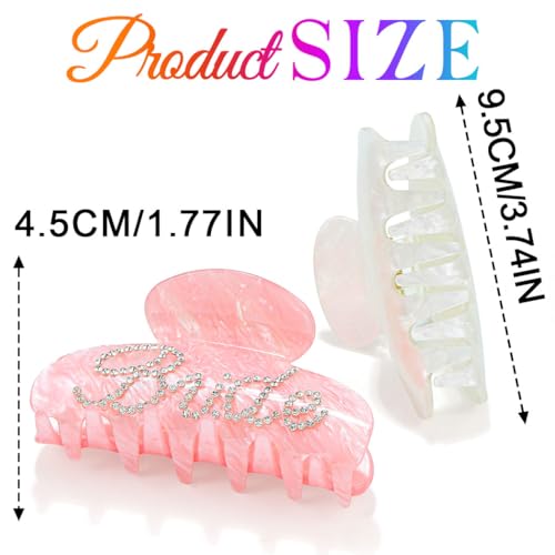 Fashey Pink Bride Acrylic Hair Claw Clip for Thick & Thin Hair