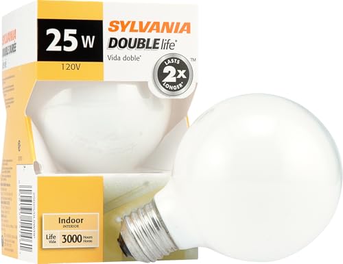 Sylvania G25 Globe Light Bulb, 25 Watt Incandescent, Soft White, E26 Base