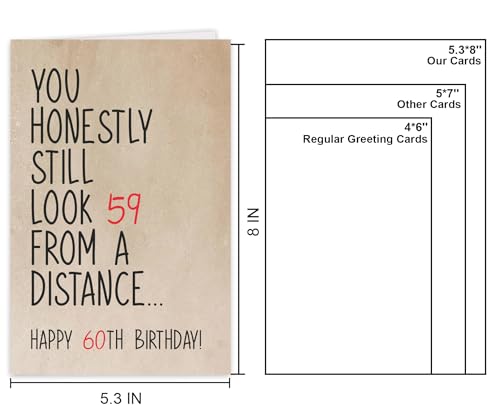 Qamza Funny 60th Birthday Card - Variation #5 for Dad, Mom, Him, Her, Grandpa, Grandma