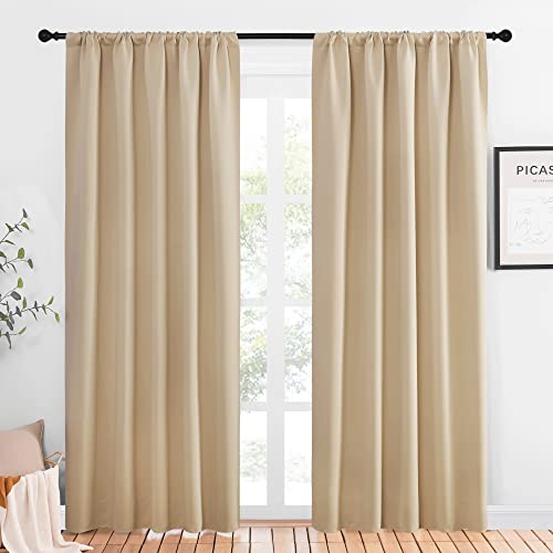 NICETOWN Room Darkening Curtains, Biscotti Beige, 52" x 84" (Set of 2)