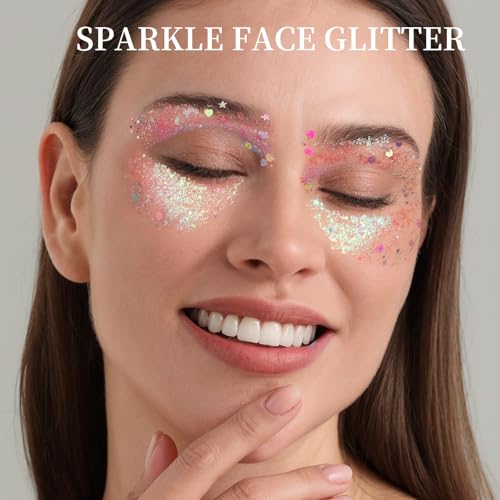 FANDAMEI Face Glitter Gel Palette - 18 Colors Body and Hair Glitter