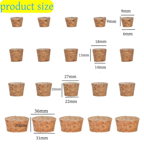 Impnit 20 Pack Natural Cork Stoppers - 4 Sizes for Wine & Crafts (Variation of THIS listing)