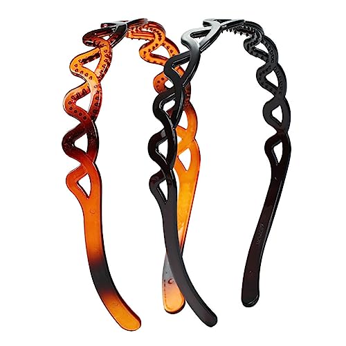 GSHLLO Plastic Teeth Comb Headbands Non Slip Wavy Hair Bands 2 Pcs