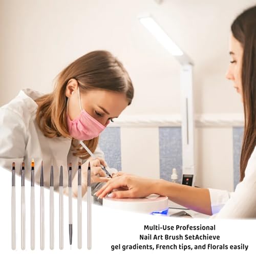LERAO 9-Piece Professional Acrylic Nail Art Brush Set for Gel & Polygel