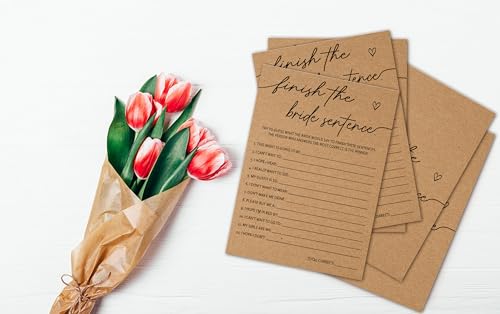 Kraft Bridal Shower Game - Finish The Bride Sentence Cards for 30 Guests