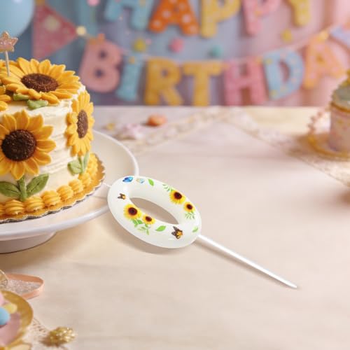 Sunflower Birthday Number Candle 0 - Fun Cake Topper Decoration