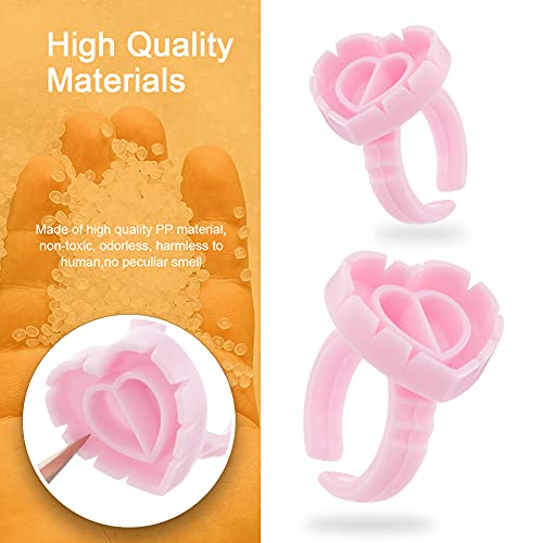 Beauty Junko Pro 100PCS Heart Lash Glue Rings for Volume Eyelash Extensions