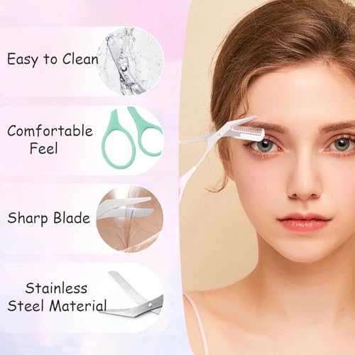 2Pcs Eyebrow Trimmer Scissors with Detachable Comb Safe Grooming Tool