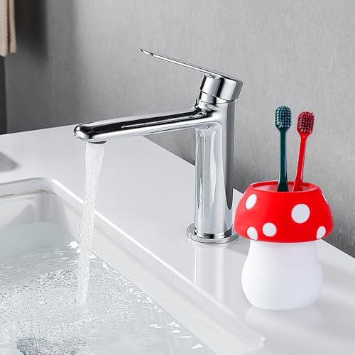 Red Silicone Mushroom Toothbrush Holder for Kids - Fun & Unbreakable