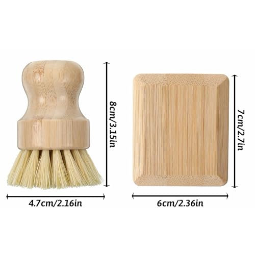 Eco-Friendly Bamboo Dish Scrub Brush & Pan Scraper Set