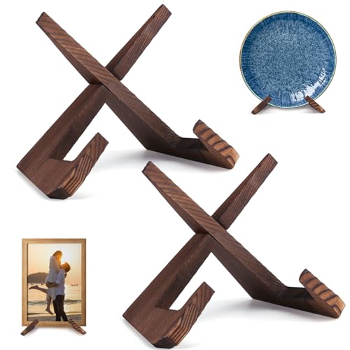 XKDOUS Wooden Plate Stand Display Easel - 2 Pack for Photos & Cookbooks