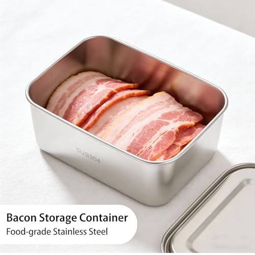 2-Piece Stainless Steel Deli Food Container Set with Leakproof Seal Lids