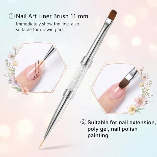 Macuezu 2 PCS Builder Gel Brushes with Palette Double Ended Nail Art Kit