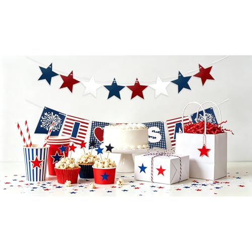 Casoty 4th of July Patriotic Banner Set - USA Flag & Star Garland