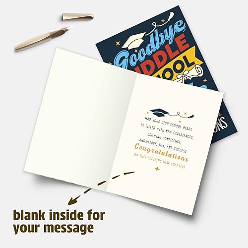 Goodbye Middle School Graduation Card for Boys & Girls - Celebrate 8th Grade Success