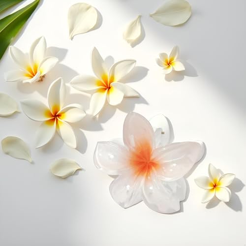 WaigN White Plumeria Flower Hair Claw Clip Hawaiian Strong Hold Jaw