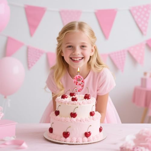 BOXOB Number 9 Cherry Birthday Candle Pink Sweet Fruit Cake Topper