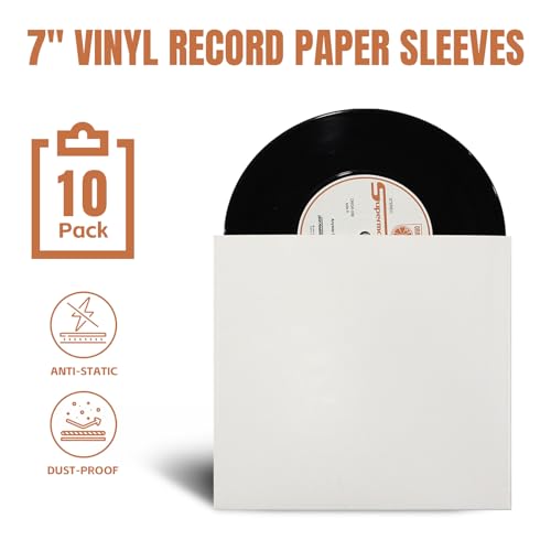 7-Inch Record Sleeves - White EP Jacket Covers, 10 Pack, Style A
