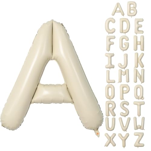 Dagelar 40 Inch Cream Letter A Foil Balloon Beige Party Decoration