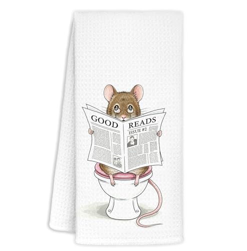 Funny Reading Mouse Bathroom Hand Towel 16x24 Decorative Drying Cloth