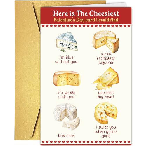 Romantic Cheese Valentine's Day Card - Funny Gift for Him & Her