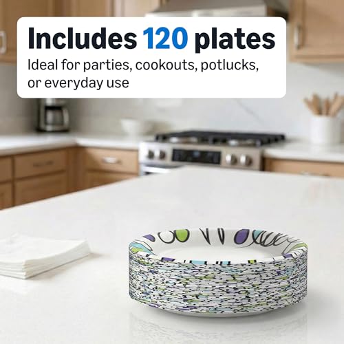 Amazon Basics 8.62 Inch Disposable Paper Plates - 120 Count