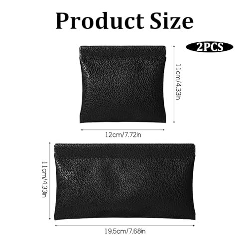 Snuviax 2-Pack PU Leather Mini Cosmetic & Coin Pouch with Snap Closure