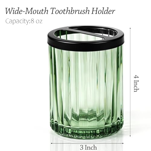 Komashr 8oz Green Striped Toothbrush Holder with Divider